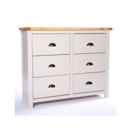 Rackhams Argenta 6 Drawer Chest of Drawers Brass Cup Handle - Light Grey - thumbnail 1