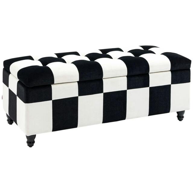 Rackhams Storage Ottoman, Storage Bench with Wood Legs, Footstool, Footrest with Velvet Surface for Bedroom, Hallway, Living Room, 114 x 47 x 47 cm - image 1