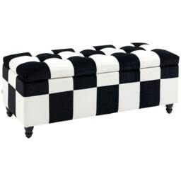 Rackhams Storage Ottoman, Storage Bench with Wood Legs, Footstool, Footrest with Velvet Surface for Bedroom, Hallway, Living Room, 114 x 47 x 47 cm - thumbnail 1