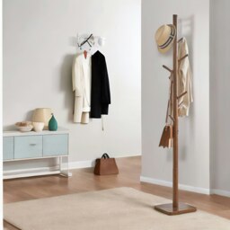 Rackhams Wooden Square Base Coat Stand With 8 Hooks Brown - thumbnail 4