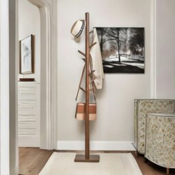 Rackhams Wooden Square Base Coat Stand With 8 Hooks Brown - thumbnail 5