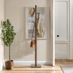 Rackhams Wooden Square Base Coat Stand With 8 Hooks Brown - thumbnail 3