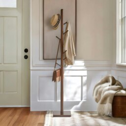 Rackhams Wooden Square Base Coat Stand With 8 Hooks Brown - thumbnail 2