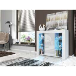 Rackhams 97.5cm TV Stand Sideboard – White Gloss Doors with Free LED - 97.5cm  - White Matt Body & White Gloss Doors - 1 - thumbnail 3