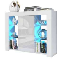 Rackhams 97.5cm TV Stand Sideboard – White Gloss Doors with Free LED - 97.5cm  - White Matt Body & White Gloss Doors - 1 - thumbnail 4
