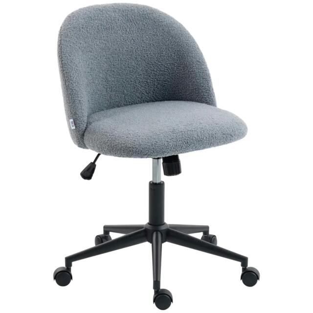Rackhams Teddy Fleece Office Chair with Wheels - Grey