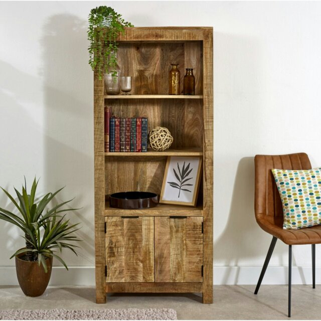 Rackhams Valor Mango Wooden Bookcase With 2 Doors - Wood - 1 - 70x40x165 CM (LxDxH) - image 1
