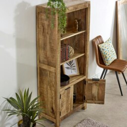 Rackhams Valor Mango Wooden Bookcase With 2 Doors - Wood - 1 - 70x40x165 CM (LxDxH) - thumbnail 4