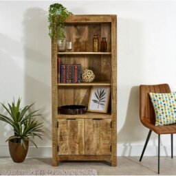 Rackhams Valor Mango Wooden Bookcase With 2 Doors - Wood - 1 - 70x40x165 CM (LxDxH)