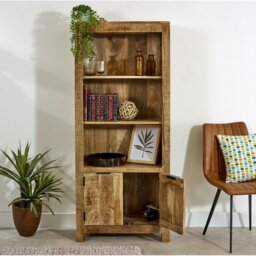 Rackhams Valor Mango Wooden Bookcase With 2 Doors - Wood - 1 - 70x40x165 CM (LxDxH) - thumbnail 2