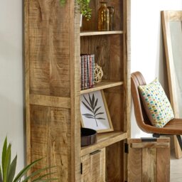 Rackhams Valor Mango Wooden Bookcase With 2 Doors - Wood - 1 - 70x40x165 CM (LxDxH) - thumbnail 5