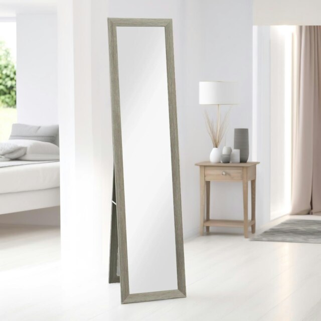 Rackhams Rustic Full Length Mirror Freestanding Or Hanging Grey - image 1
