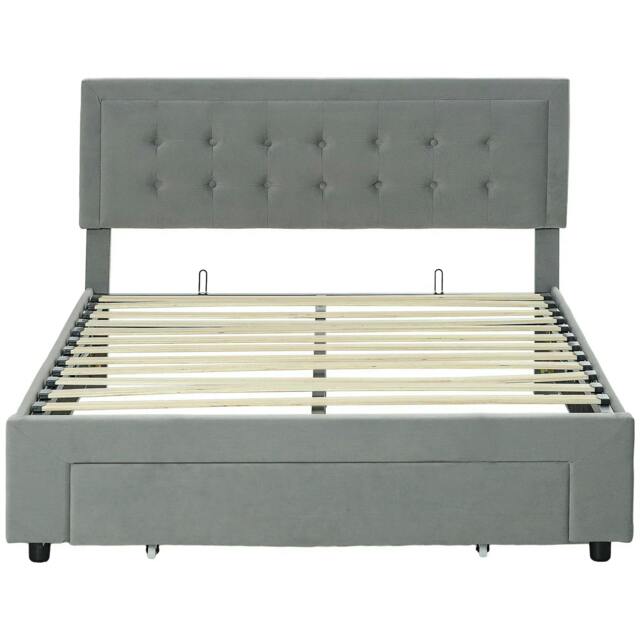 Rackhams Double Size Ottoman Bed Frame 140W x 193.5D x 95Hcm with Front Drawer - Grey