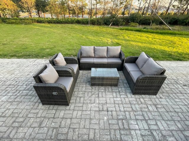 Rackhams Rattan Garden Furniture Set - Outdoor Patio Sofa, Table & Chairs Set Ideal for Pool Side, Balcony & Conservatory - image 1
