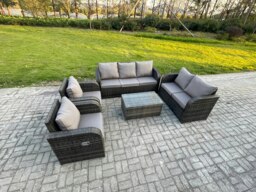 Rackhams Rattan Garden Furniture Set - Outdoor Patio Sofa, Table & Chairs Set Ideal for Pool Side, Balcony & Conservatory - thumbnail 2