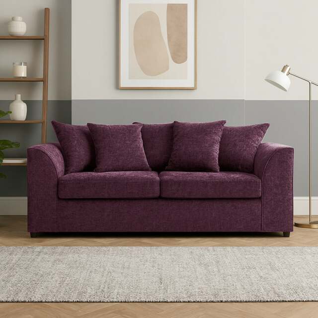 Rackhams Monaco Chenille Fabric 3 Seater Sofa - Purple - image 1