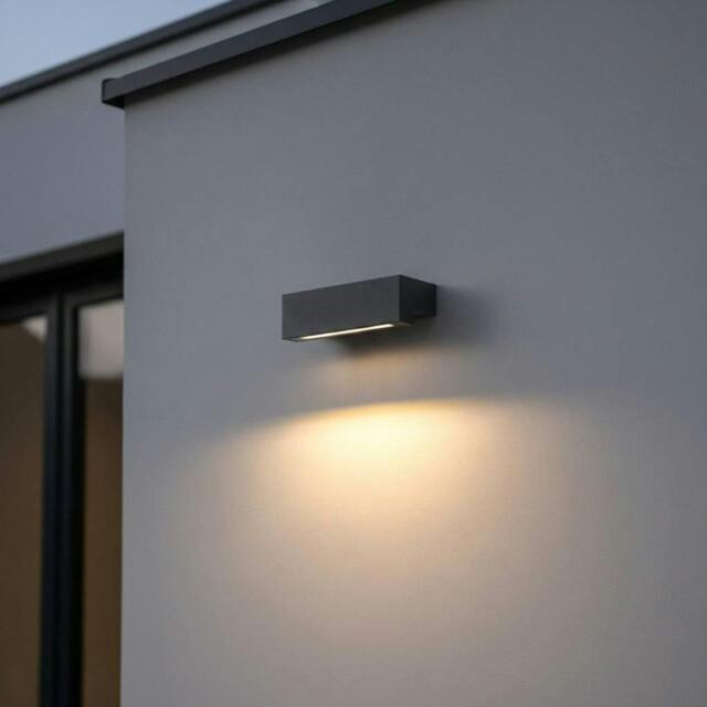 Rackhams 9 Watt Black LED Outdoor Down Wall Light - image 1