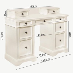 Rackhams Gainsborough Dressing Table with Extension Drawers. Large Dressing Table with 9 Drawers - Vintage Cream, Cream - thumbnail 3