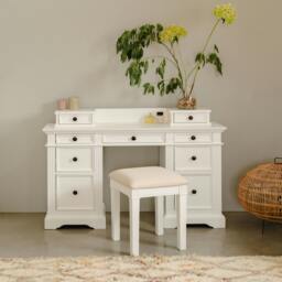 Rackhams Gainsborough Dressing Table with Extension Drawers. Large Dressing Table with 9 Drawers - Vintage Cream, Cream - thumbnail 6