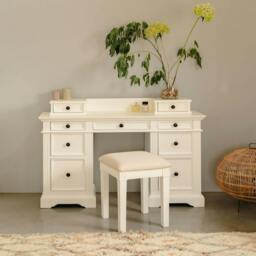 Rackhams Gainsborough Dressing Table with Extension Drawers. Large Dressing Table with 9 Drawers - Vintage Cream, Cream - thumbnail 1