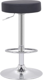 Rackhams Semplice Breakfast Bar Stool, Chrome Footrest, Height Adjustable Swivel Gas Lift, Home Bar & Kitchen Faux-Leather Barstool, Black - thumbnail 1