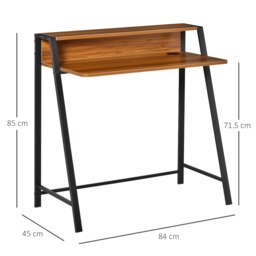 Rackhams 2-Tier Storage Computer Workstation with Shelf, Metal Frame - Oak - thumbnail 4