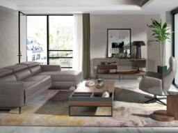 Rackhams Black Mirror Effect Glass, Walnut and Black Steel Sideboard 3061 - thumbnail 4