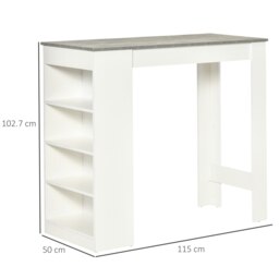 Rackhams Bar Table Coffee Table Kitchen Dining Table with 4-Tier Shelf Grey - thumbnail 5