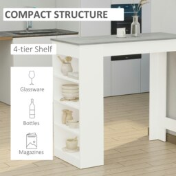 Rackhams Bar Table Coffee Table Kitchen Dining Table with 4-Tier Shelf Grey - thumbnail 3