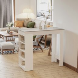 Rackhams Bar Table Coffee Table Kitchen Dining Table with 4-Tier Shelf Grey - thumbnail 1
