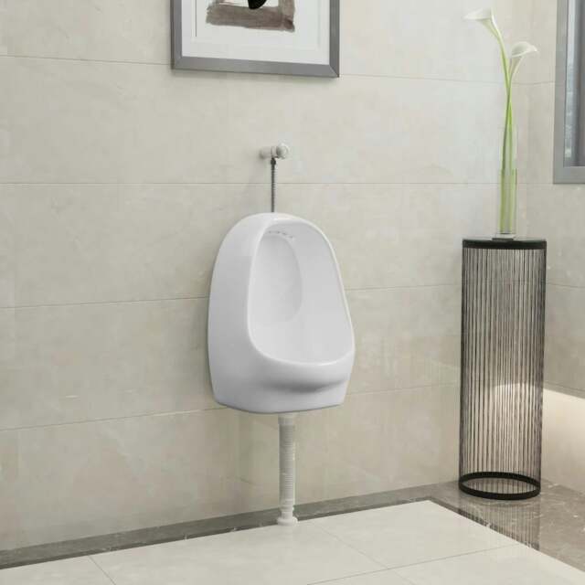 Rackhams Wall Hung Urinal with Flush Valve Ceramic White