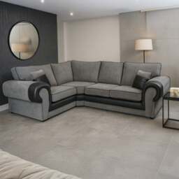 Rackhams Portland Mixed Fabric Cord 4 Seater Corner Sofa - Brown and Beige - Right Hand Facing - thumbnail 4