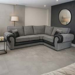 Rackhams Portland Mixed Fabric Cord 4 Seater Corner Sofa - Brown and Beige - Right Hand Facing - thumbnail 2