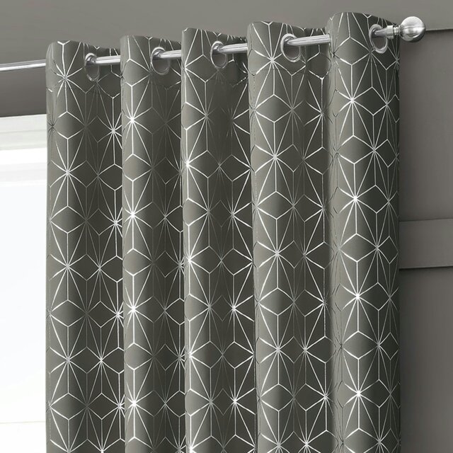 Rackhams Moreno Thermal Blackout Ready Made Eyelet Curtains - 117cm x 137cm - Grey - image 1