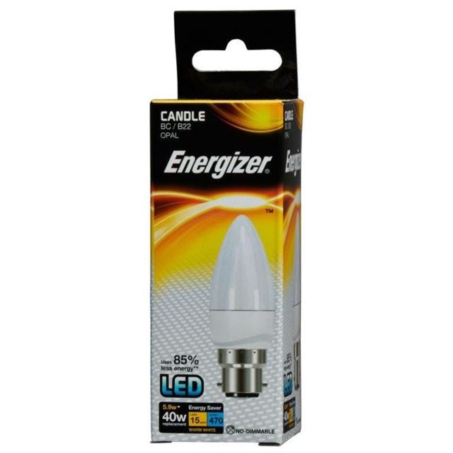Rackhams LED Candle 470lm Opal 5.9w Light Bulb B22 2700k - White - One Size