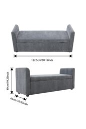 Rackhams Upholstered Storage Bench with 2 Pillow - Grey - thumbnail 4
