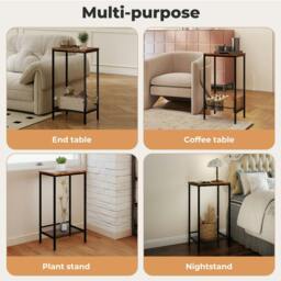 Rackhams Industrial Side Table Wood 2-Tier Storage Shelf End Table for Living Room - thumbnail 5