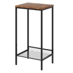 Rackhams Industrial Side Table Wood 2-Tier Storage Shelf End Table for Living Room