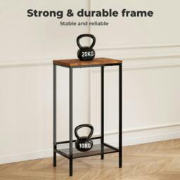 Rackhams Industrial Side Table Wood 2-Tier Storage Shelf End Table for Living Room - thumbnail 4