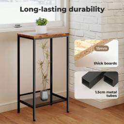 Rackhams Industrial Side Table Wood 2-Tier Storage Shelf End Table for Living Room - thumbnail 6