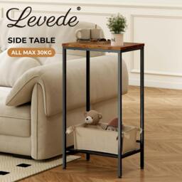 Rackhams Industrial Side Table Wood 2-Tier Storage Shelf End Table for Living Room - thumbnail 2