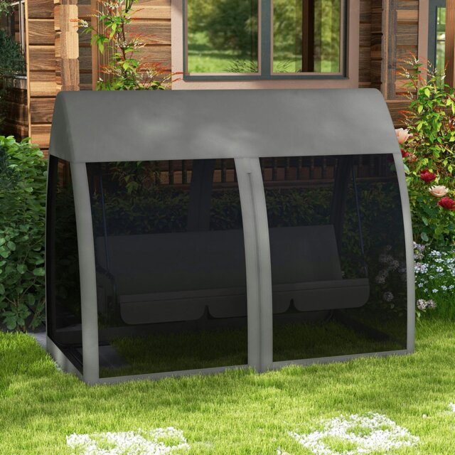 Rackhams Garden Swing Chair Patio Hammock 3 Seater Bench Canopy Lounger Grey - image 1