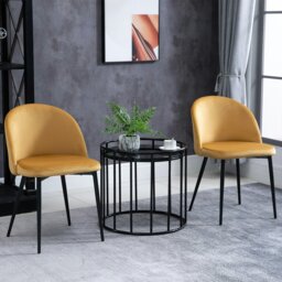 Rackhams Modern Upholstered Fabric Bucket Seat Dining Chairs Set of 2 - Yellow - thumbnail 1