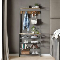 Rackhams Industrial Rustic Hallway Tree Coat Stand With 5 Tier Shoe Rack - thumbnail 4