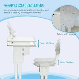 Rackhams Kids Adjustable Desk and Chair Set, Book Stand, Pen Slot - Grey - thumbnail 6