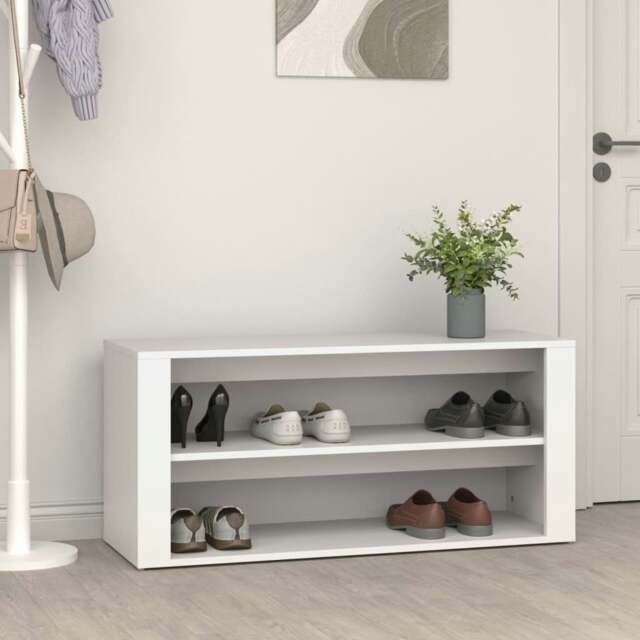 Rackhams Shoe Rack White 100x35x45 cm Engineered Wood