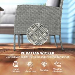 Rackhams 6 Pieces Rattan Garden Furniture Sofa Set with Cushions, Grey - Grey - Steel, PE Rattan - 158W x 68D x 80Hcm - thumbnail 4