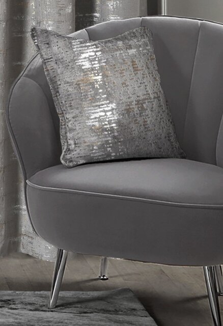 Rackhams Metallic Distressed Velvet Cushion - 43cm x 43cm - Blue