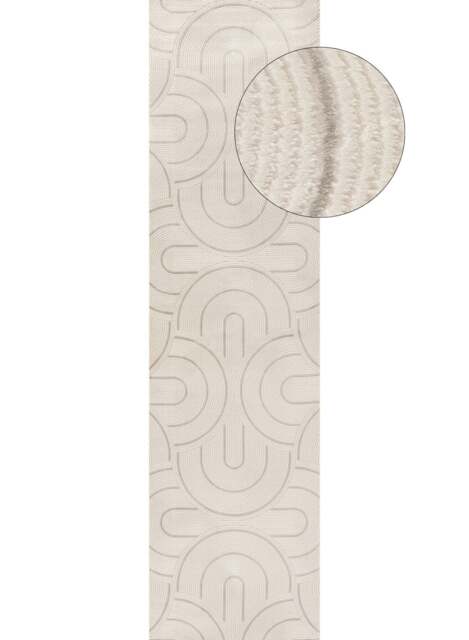 Rackhams Carmel Cream-Grey Geometric Rug - 6070 - 80X300 cm - image 1