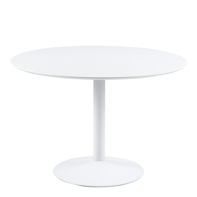 Rackhams Ibiza Round Dining Table with White Top and White Base - White - No - White - image 1